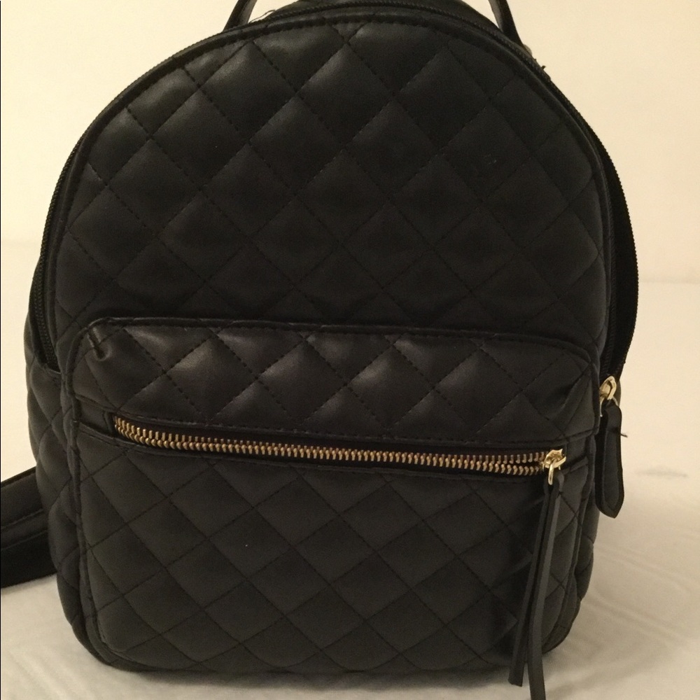 Black leather mini book bag